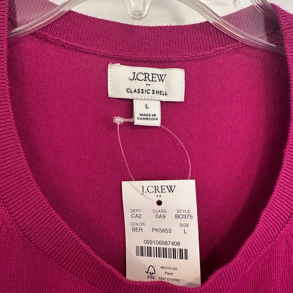 J. Crew NWT Women's Fuchsia Tank Top - Picture 2 of 3